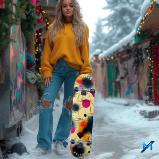 Dynamische abstracte vormen met geometrische patro persoonlijk skateboard