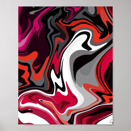 Dynamische Abstracte werveling van rood, zwart, wi Poster (Voorkant)