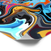 Dynamische Abstracte wervelingen met blauw, Sinaas Poster (Hoek)