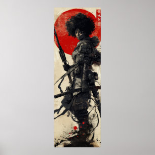 Dynamische Afro-Afrikaanse vrouw Full Body Action Poster