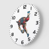 Dynamische Amerikaanse Football Player Touchdown Grote Klok (Hoek)