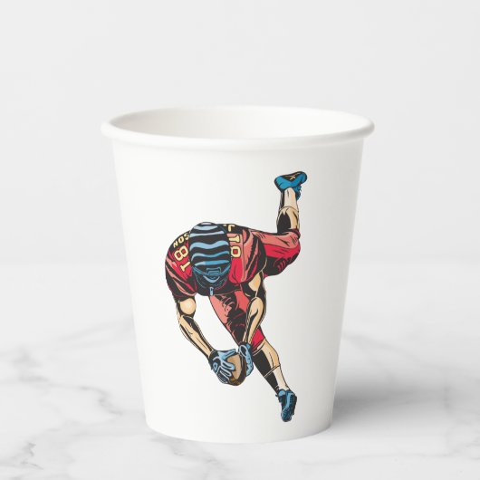 Dynamische Amerikaanse Football Player Touchdown Papieren Bekers (Voorkant)