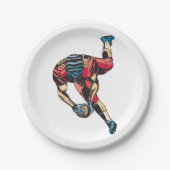 Dynamische Amerikaanse Football Player Touchdown Papieren Bordje (Voorkant)