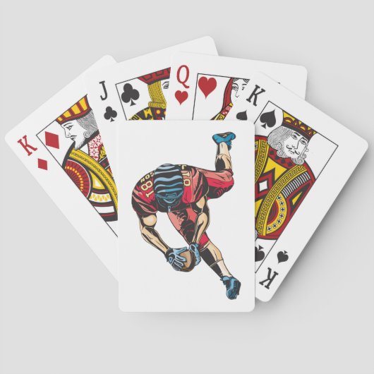 Dynamische Amerikaanse Football Player Touchdown Pokerkaarten (Achterkant)
