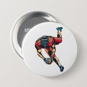 Dynamische Amerikaanse Football Player Touchdown Ronde Button 7,6 Cm (Voorkant /achterkant)