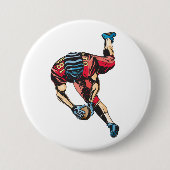 Dynamische Amerikaanse Football Player Touchdown Ronde Button 7,6 Cm (Voorkant)