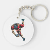 Dynamische Amerikaanse Football Player Touchdown Sleutelhanger (Achterkant)