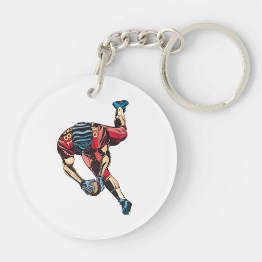 Dynamische Amerikaanse Football Player Touchdown Sleutelhanger (Achterkant)