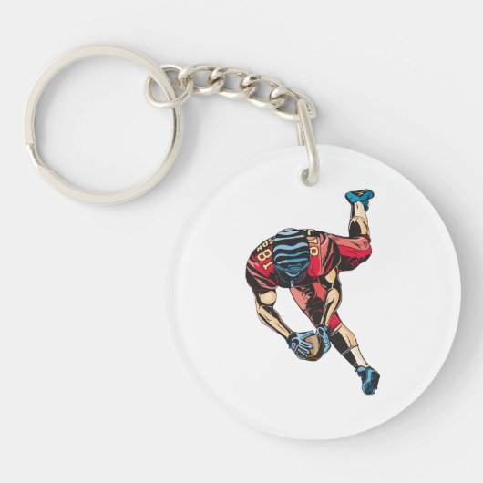 Dynamische Amerikaanse Football Player Touchdown Sleutelhanger (Voorkant)