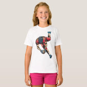Dynamische Amerikaanse Football Player Touchdown T-shirt (Voorkant volledig)