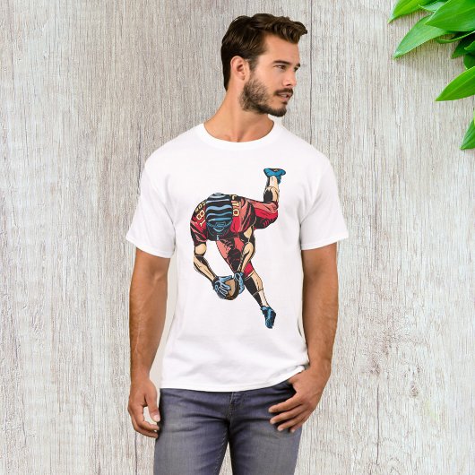 Dynamische Amerikaanse Football Player Touchdown T-shirt