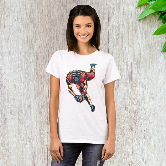 Dynamische Amerikaanse Football Player Touchdown T-shirt