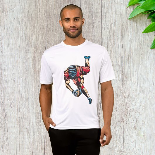 Dynamische Amerikaanse Football Player Touchdown T-shirt