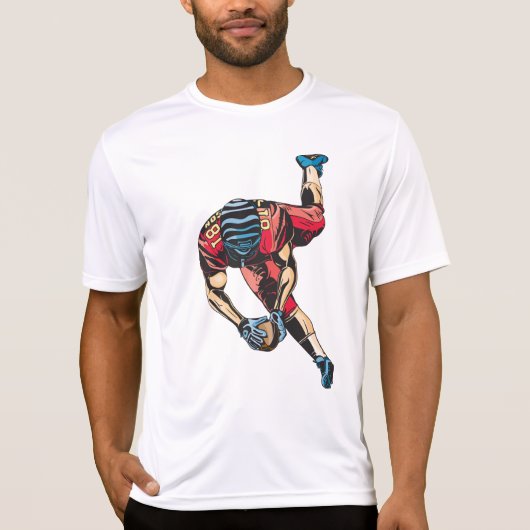 Dynamische Amerikaanse Football Player Touchdown T-shirt (Voorkant)