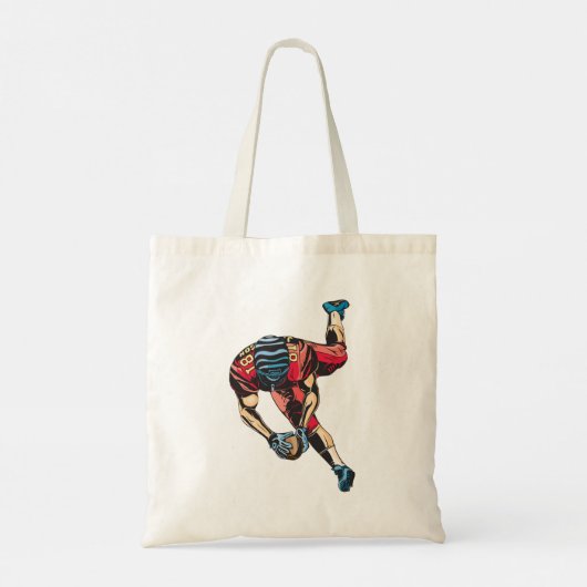 Dynamische Amerikaanse Football Player Touchdown Tote Bag (Achterkant)