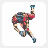 Dynamische Amerikaanse Football Player Touchdown Vierkante Sticker (Voorkant)