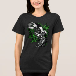 Dynamische Anime Martial Artist Zwarte Inkt Kunst Tri-Blend Shirt