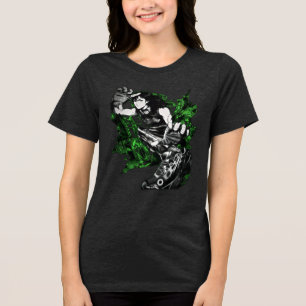 Dynamische Anime Martial Artist Zwarte Inkt Kunst Tri-Blend Shirt