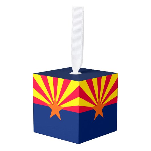 Dynamische Arizona State Flag Graphic op a Kubus Ornament (Voorkant hoekig)