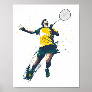Dynamische Badminton Speler Sport Ontwerp Poster