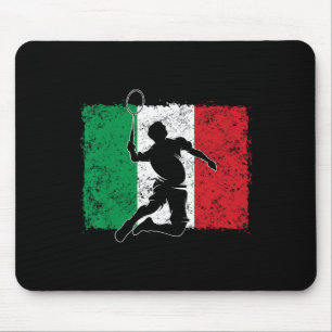 Dynamische badmintonspeler Italiaanse vlag sprong Muismat