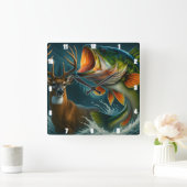 Dynamische bas en herten vierkante klok (Huis)