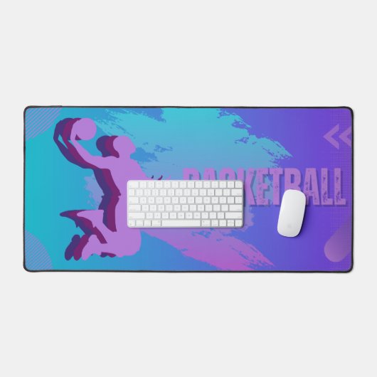 Dynamische Basketbal Desk Mat – Levendige Sport (Keyboard & Muis)