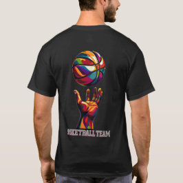 Dynamische basketbal team hand en bal illustratie t-shirt