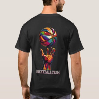Dynamische basketbal team hand en bal illustratie t-shirt