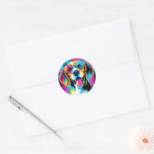 Dynamische Beagle Dog Ronde Sticker (Envelop)
