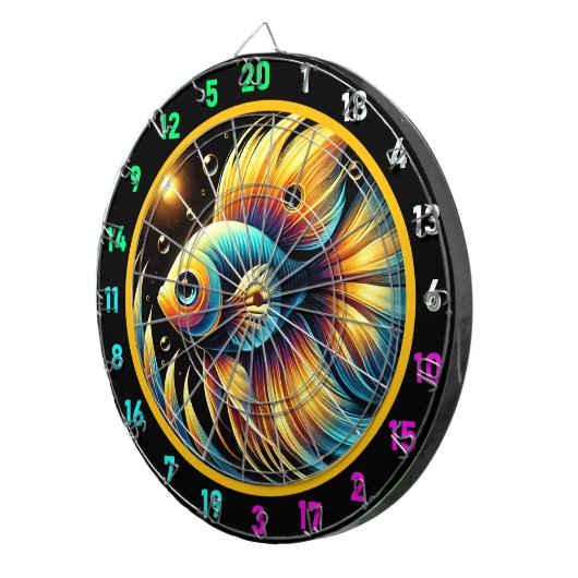 Dynamische Betta Dartboard Wall Art Dartbord (Voorkant Rechts)