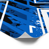 Dynamische Blauwe Geometrie met Witte Verfspatten Poster (Hoek)