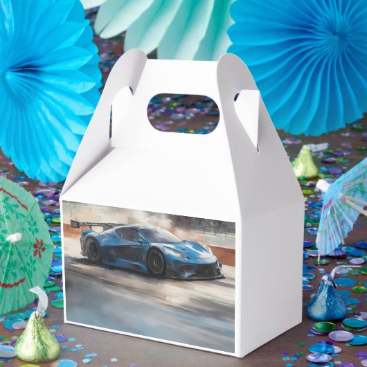 Dynamische blauwe stedelijke racescene bedankdoosjes (Feest)