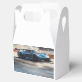 Dynamische blauwe stedelijke racescene bedankdoosjes (Geopend)