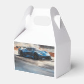 Dynamische blauwe stedelijke racescene bedankdoosjes (Voorkant Zijde)