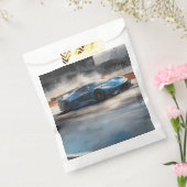 Dynamische blauwe stedelijke racescene bedankzakje (Gezegeld)