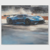 Dynamische blauwe stedelijke racescene cadeaupapier (Vlak)