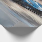 Dynamische blauwe stedelijke racescene cadeaupapier (Hoek)