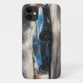 Dynamische blauwe stedelijke racescene Case-Mate iPhone case (Achterkant)
