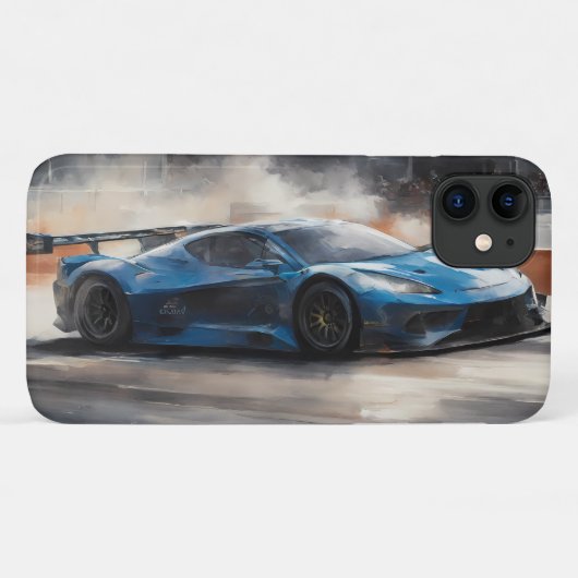 Dynamische blauwe stedelijke racescene Case-Mate iPhone case (Achterkant (horizontaal))
