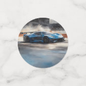 Dynamische blauwe stedelijke racescene confetti (Kleine voorkant)