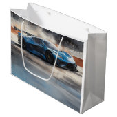 Dynamische blauwe stedelijke racescene groot cadeauzakje (Voorkant Gekanteld)