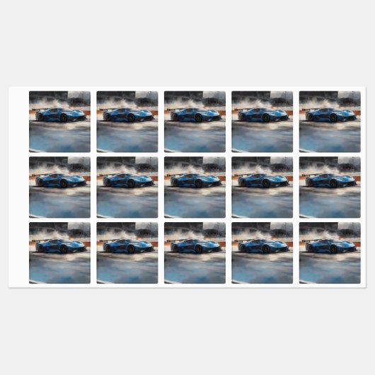 Dynamische blauwe stedelijke racescene labels (Vel)