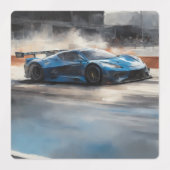 Dynamische blauwe stedelijke racescene labels (Design 2)
