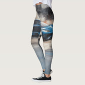 Dynamische blauwe stedelijke racescene leggings (Links)