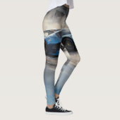 Dynamische blauwe stedelijke racescene leggings (Rechts)