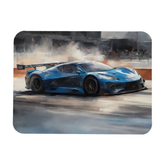 Dynamische blauwe stedelijke racescene magneet (Horizontaal)