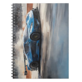 Dynamische blauwe stedelijke racescene notitieboek