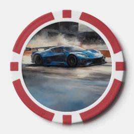 Dynamische blauwe stedelijke racescene poker chips