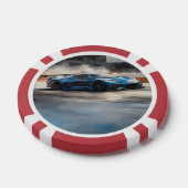 Dynamische blauwe stedelijke racescene poker chips (Enkel)